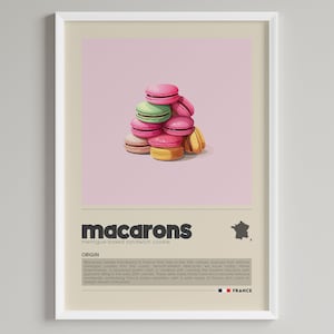 Macarons Poster | Minimalistisches französisches Dessert Art Deco | Küche, Cafe, Bäckerei Wand Dekor | Digital Download DRUCKBARE Wand Kunst Print