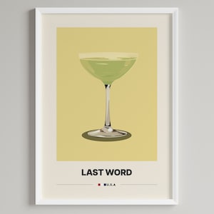 Last Word Cocktail Poster |  Minimalist Barwagen Dekor | Druckbare digitale Datei