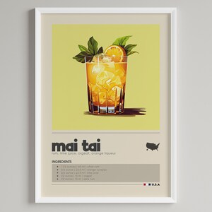 Mai Tai Cocktail Print | Bar Cart Decor | Minimalist Classic Drink Poster | Digital Download Printable Wall Art | Alcohol Rum Lover Gift