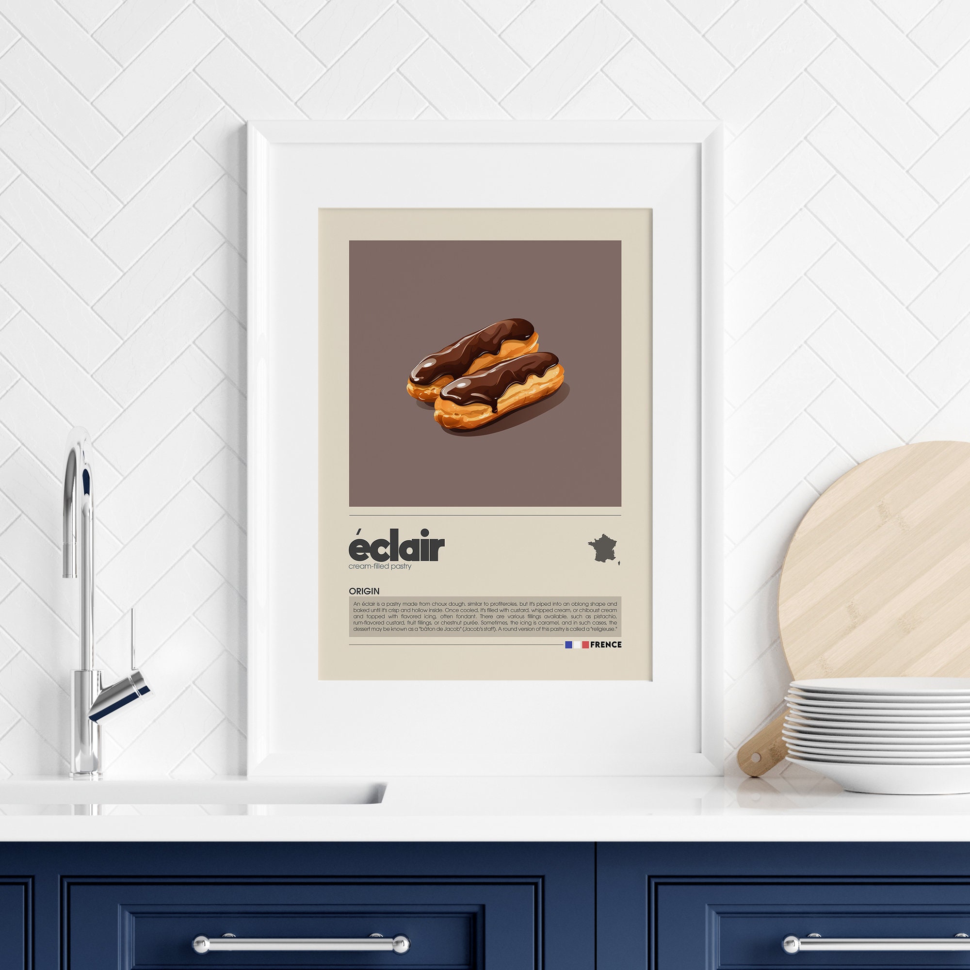 Eclair Art Print: Minimalist French Dessert Decor (digital Download) - Etsy