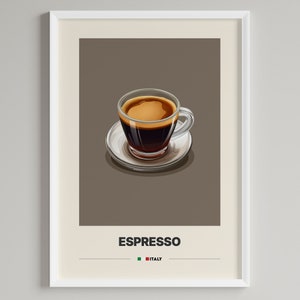 Póster de café expreso / Café italiano / Decoración minimalista / Descarga digital imprimible