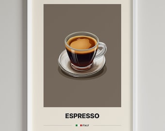 Minimalist Espresso Poster, Neutral Coffee Bar Wall Art, Digital Download