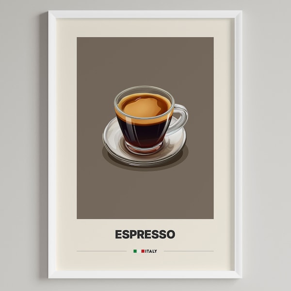 Espresso Poster | Italian Coffee | Minimalist Room Decor | Printable Digital Download