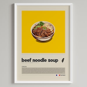 Beef Noodle Soup Poster - Minimalist Taiwanese Food Art | Noodle Illustration | Kitchen Decor | Digital Download PRINTABLE Foodie Gift