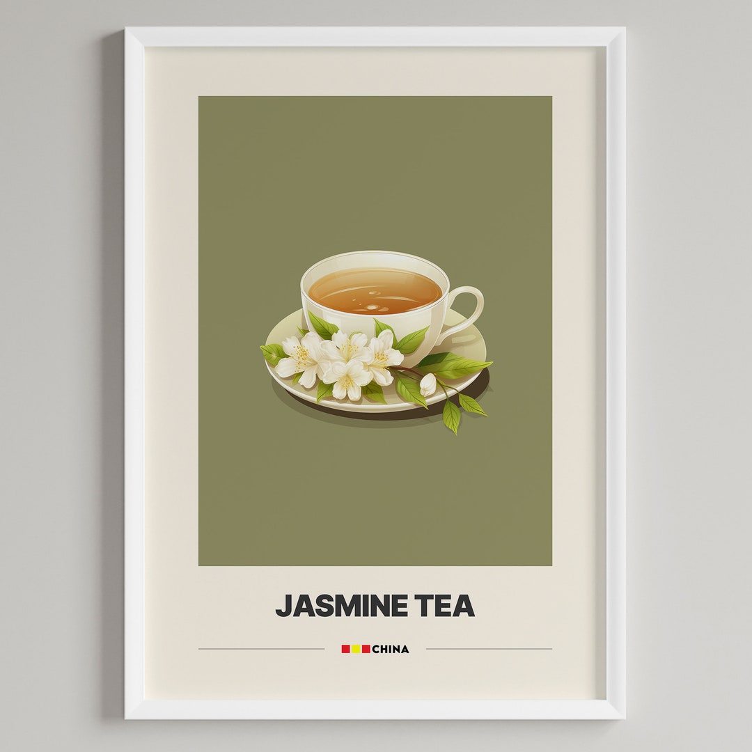 Jasmine Tea Poster | Chinese Tea | Minimalist Cafe Decor | Printable ...