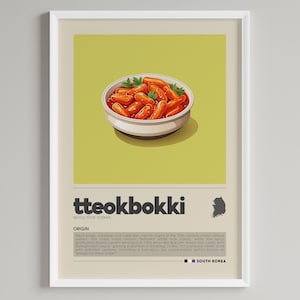 Tteokbokki Poster, minimalistisches koreanisches Essen, Cafe-Dekor-Wandkunst, Küchen-Wanddekoration, digitaler Download DRUCKBARE Wanddruck, Foodie Geschenk