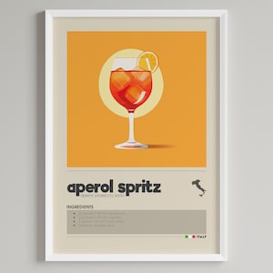Aperol Spritz-cocktailposter | Minimalistisch decor barwagen | Afdrukbare digitale download