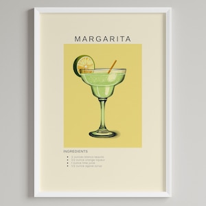 Margarita Cocktail Print | Bar Cart Drink Art | Home Bar Decor | Cocktail Lovers Gift | Printable Digital Download Alcohol Poster