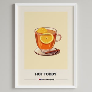 Hot Toddy Cocktail Poster |  Minimalist Bar Cart Decor | Printable Digital Download