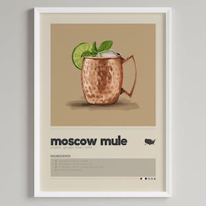 Moscow Mule Cocktail Print | Minimalist Bar Cart Decor | Classic Drink Poster | Printable Digital Download