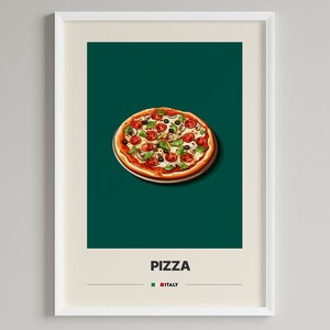 Pizzaposter | Italiensk mat | Minimalistiskt café art déco | Utskrivbar digital nedladdning