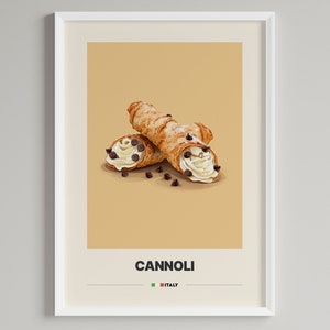 Póster de cannoli / Postre italiano / Decoración minimalista de cafetería / Descarga digital imprimible