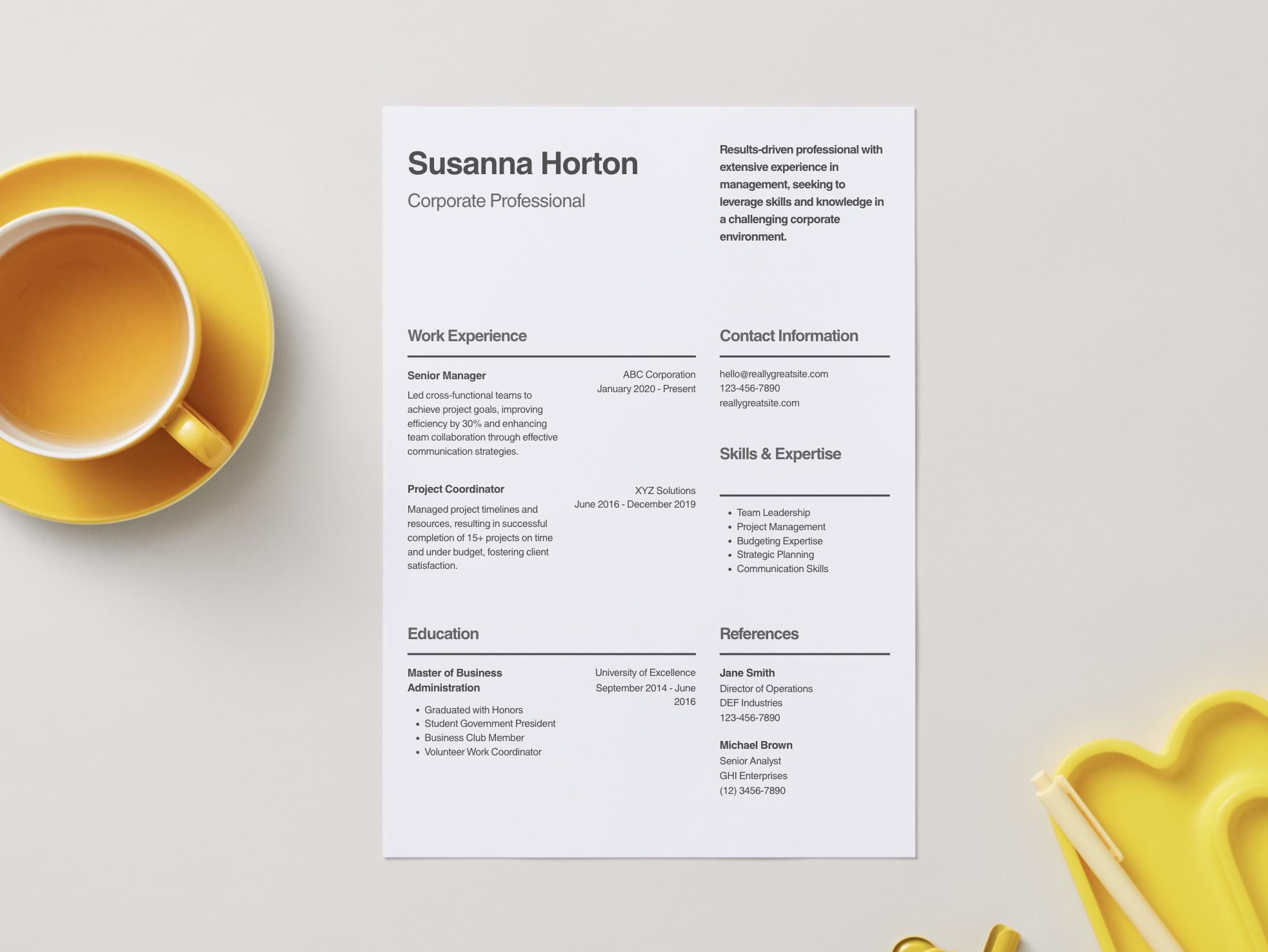 Modern Corporate Resume Template Canva | ATS Friendly Professional CV ...