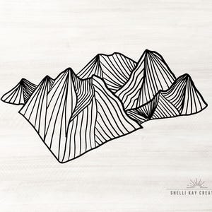Mountain Lines SVG File for Shirts, Mugs, Prints | Mountain Print Illustration for Cricut Heat Press Vinyl | Mountain Line Drawing | Sketch