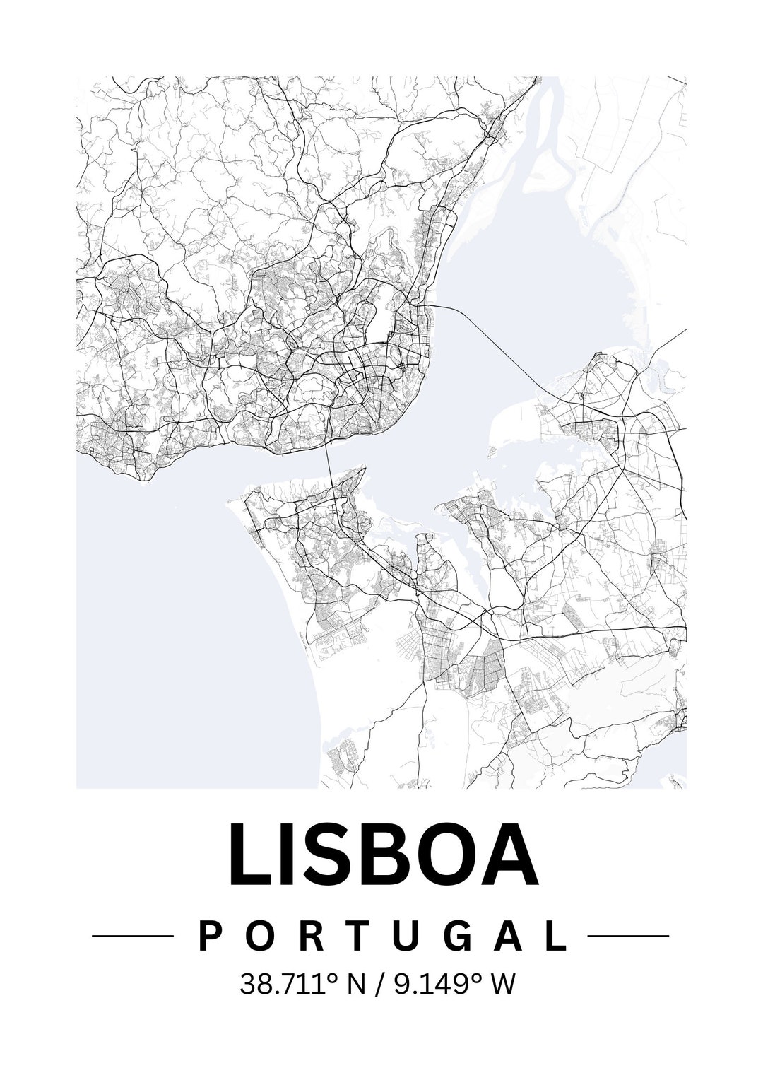 Lisboa Map Print - Digital Download Map Print, Digital File City Print, City Print, City Map - Etsy