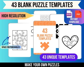 43 Blank Puzzle Templates, Puzzle Crafts, SVG Design, Puzzle Templates, Blank Puzzles, Printable Puzzles, DIY Puzzles, Puzzle Pieces s,