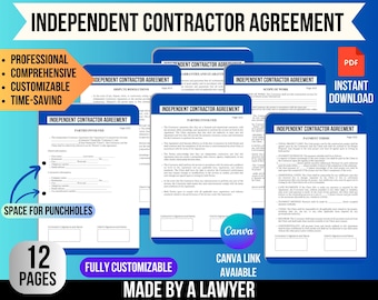 Independent Contractor Agreement, Freelance contract, Work agreement, Service contract, Consulting agreement