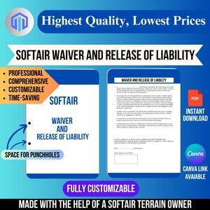 Airsoft or Softair Waiver and Release of Liability, Softair waiver, Release of liability, safety agreement, document, Softair legal release,