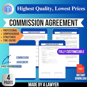 Commission Agreement, Custom agreement, legal document, Freelance service, Tailored commission, agreement writing, Artist commission