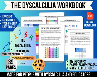 The Dyscalculia workbook, Math learning aid, Numeracy resources, Math help, disability tool, Dyscalculia support, Math skills workbook