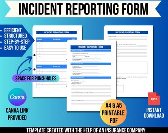 Incident Form, Professional Report, Reporting Form, Incident Documentation, Custom Incident Form, Incident Tracker, Incident Report Sheet