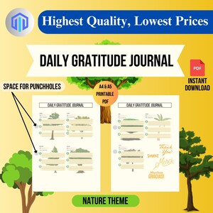 Daily Gratitude Journal, Gratitude planner, Daily gratitude log, Gratitude journaling, Mindful reflections, Grateful, Positive affirmation,