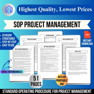 Standard Operating Procedure Project Management, Business manual, SOP for Projects, Project Manual, SOP Project Managers,