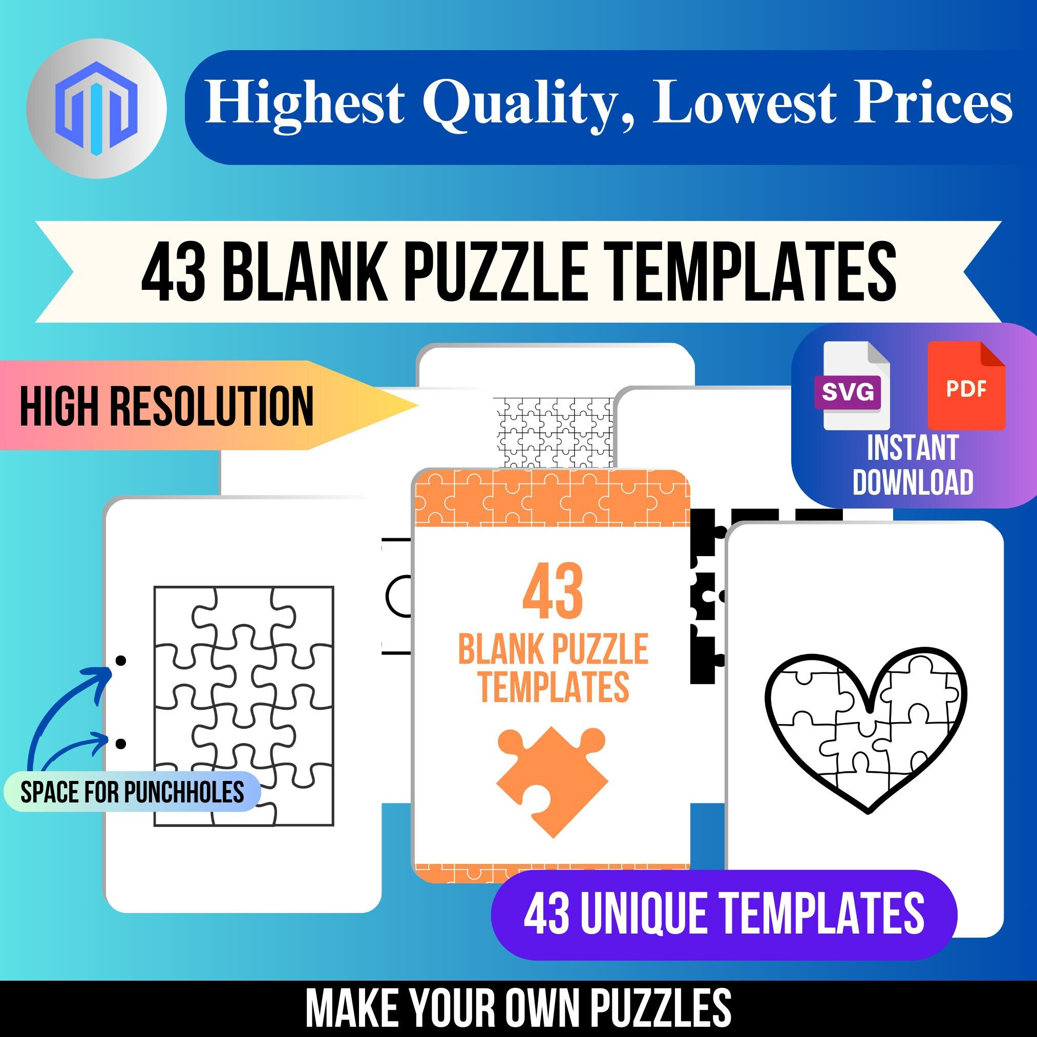 43 Blank Puzzle Templates, Puzzle Crafts, SVG Design, Puzzle Templates