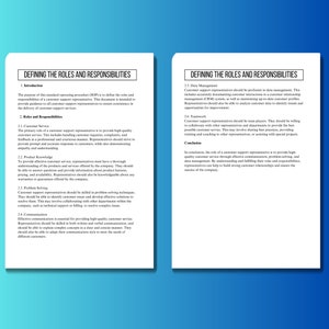K&ouml;nnte beinhalten: Ein Dokument, das die Rollen und Verantwortlichkeiten eines Kundensupport-Mitarbeiters beschreibt. Das Dokument behandelt Themen wie Kundenservice, Produktkenntnisse, Probleml&ouml;sung, Kommunikation, Datenmanagement und Teamarbeit.