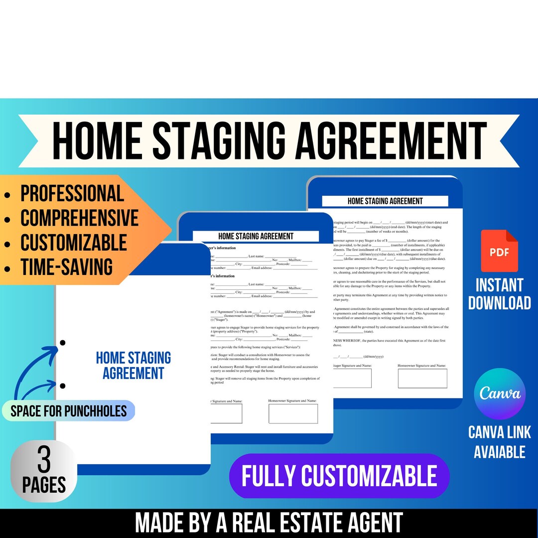 Home Staging Agreement Home Staging Contract Property Etsy
