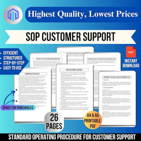 Standard Operating Procedure Customer Support, Customer Service, Support Process, Client Support SOP, Service SOP Template, Support Manual