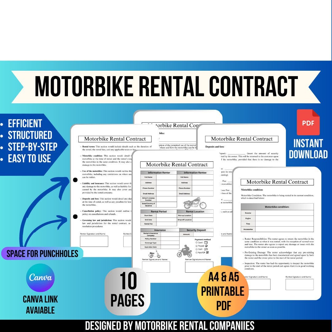Motorbike Rental Contract Bike Dealership Bike Lease Etsy Motorbike Rental Contract Bike Dealership Bike Lease Etsy