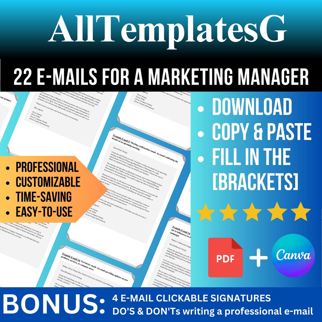 22 Marketing Manager E-mail Templates, Customisable, Professional ...