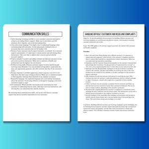 K&ouml;nnte beinhalten: Zwei Seiten Text mit Tipps zu Kommunikationsf&auml;higkeiten und dem Umgang mit schwierigen Kunden. Der Text ist in schwarzer Schrift auf wei&szlig;em Hintergrund.