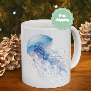 Jellyfish Coffee Mug: Coastal Ocean Drinkware Gift