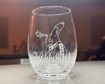 15oz Hades Disney Villain Hand-Engraved Stemless Wine Glass