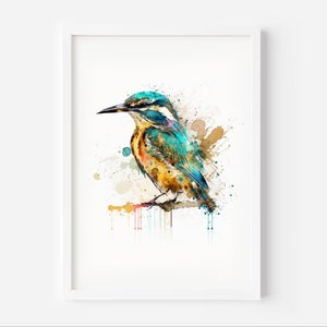 Beautiful Kingfisher Water Colour Wall Art