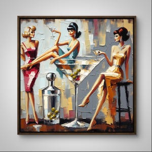 Vintage bar à martini sale, déco cocktail rétro, oeuvre d&#39;art Speakeasy, boîte de nuit classique, art martini sec, impression d&#39;art bar, art du cocktail, art des années 60