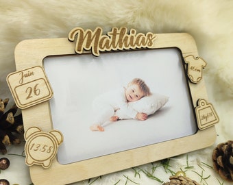 Baby Photo Frame - Birth Frame - 10x15 Photo Frame - Personalized Wooden Frame