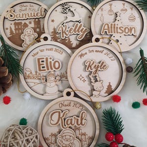 Pallina di Natale in legno personalizzata - Il mio primo Natale - Pallina di Natale per bambini - Decorazione natalizia - Il mio primo Natale - Decorazione per l&#39;albero