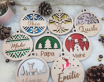 Personalized Christmas bauble - Personalized Christmas decoration - Personalized engraved wooden Christmas bauble - My first Christmas - 1st Christmas