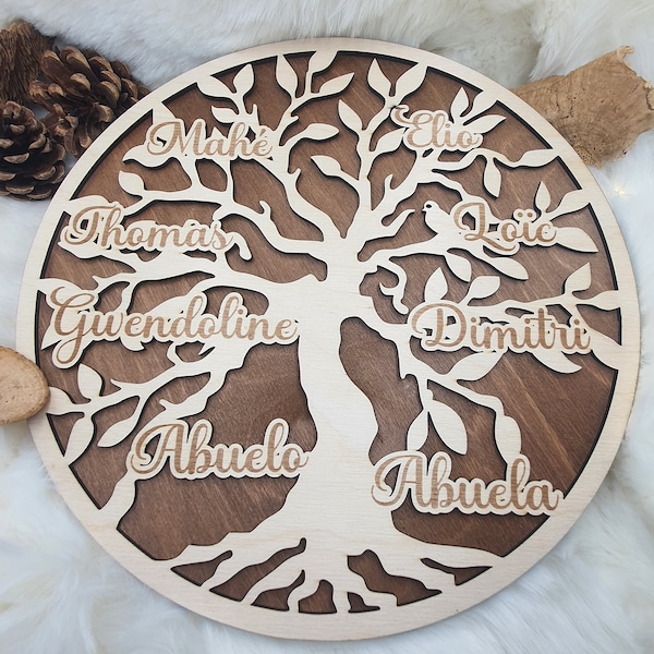 Levensboom - Gepersonaliseerde familiedecoratie - Houten levensboom - Familiecadeau-idee