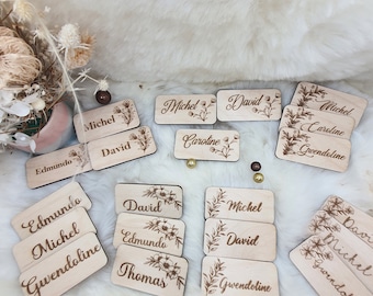 Personalized wooden place mark - Wooden first name - wedding or baptism decoration