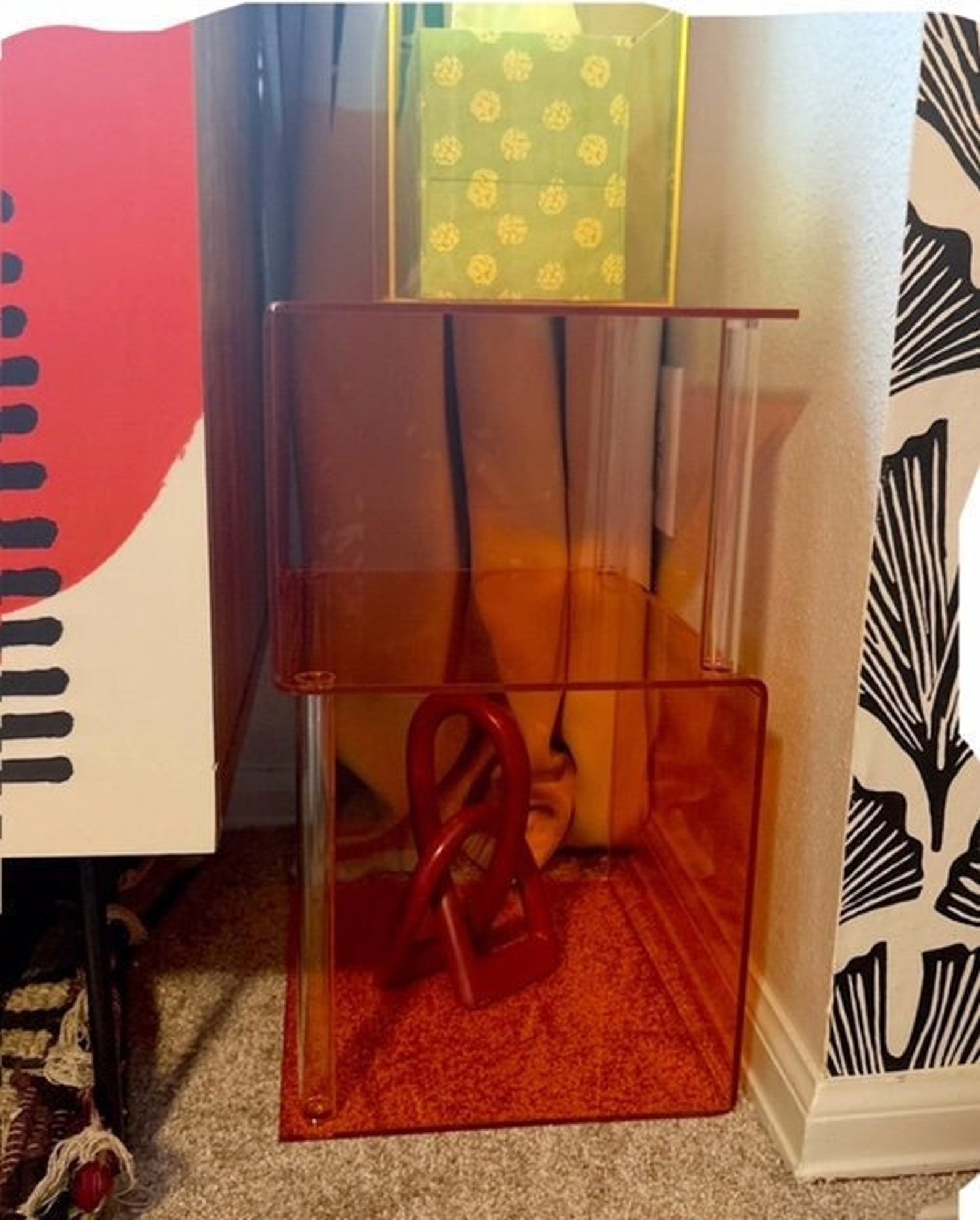 Transparent Acrylic Burnt Orange Nightstand End Table With Etsy