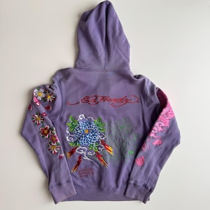 希少サイズ Ed Hardy ジップアップパーカー パープル Purple Ed Hardy Hoodie - Etsy