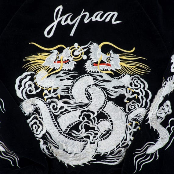 Vintage Japanese Reversible Sukajan Size M White Drag… - Gem