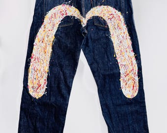 Evisu No. 2 2000 Hand Painted Seagull Selvedge Japanese Denim Jeans Made in Japan