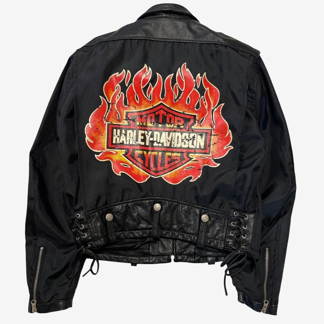 Harley Davidson Leather Flames Jacket - Etsy