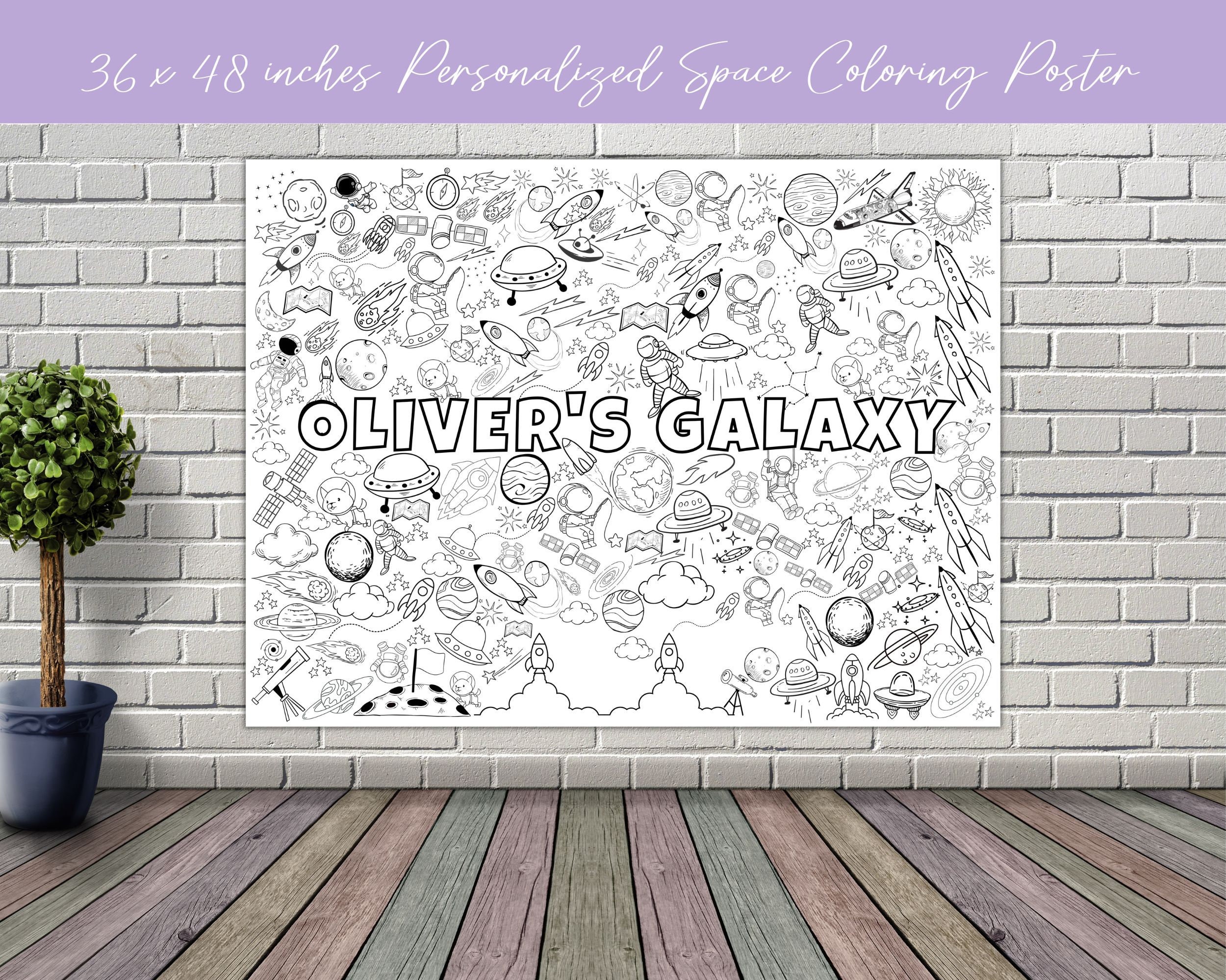 Personalized Space Coloring Poster | GIANT Coloring Poster for Kids ...