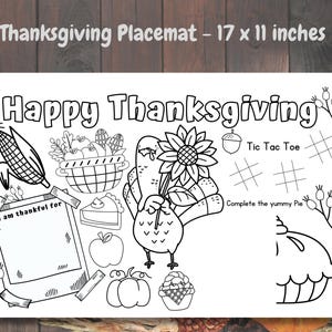 Thanksgiving Party Favor | Thanksgiving Activity Sheet | Thanksgiving Activity Placemat | Thanksgiving Coloring Activity | Coloring Sheet
